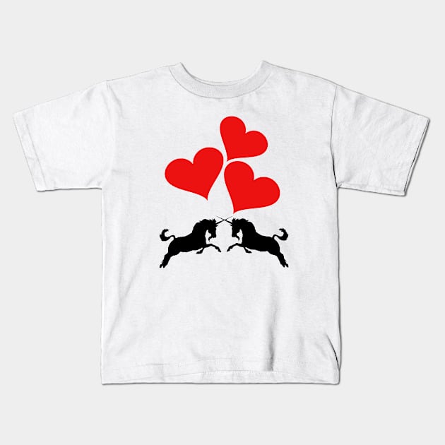 Hearts & Unicorns Kids T-Shirt by BittenByPolecats